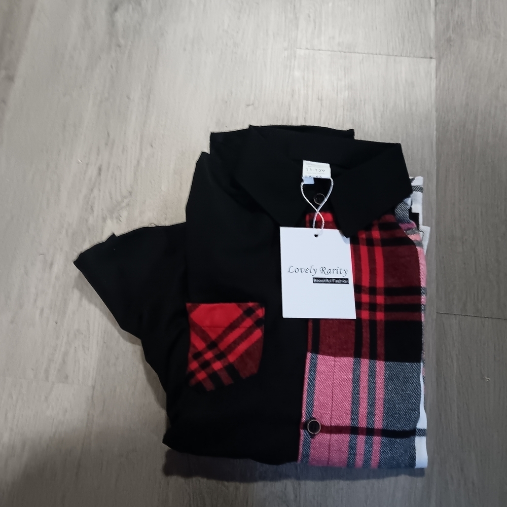 Boys Black and Red Plaid Button-Up Shirt
